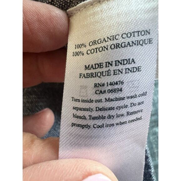 Faherty chambray sleeveless shift mini dress embroidered sz M boho preppy - Picture 5 of 9